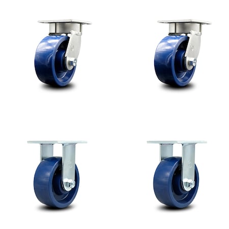 Service Caster 5 Inch Kingpinless Solid Poly Wheel Swivel Caster Swivel 2 Rigid SCC, 2PK SCC-KP30S520-SPUR-2-R-2